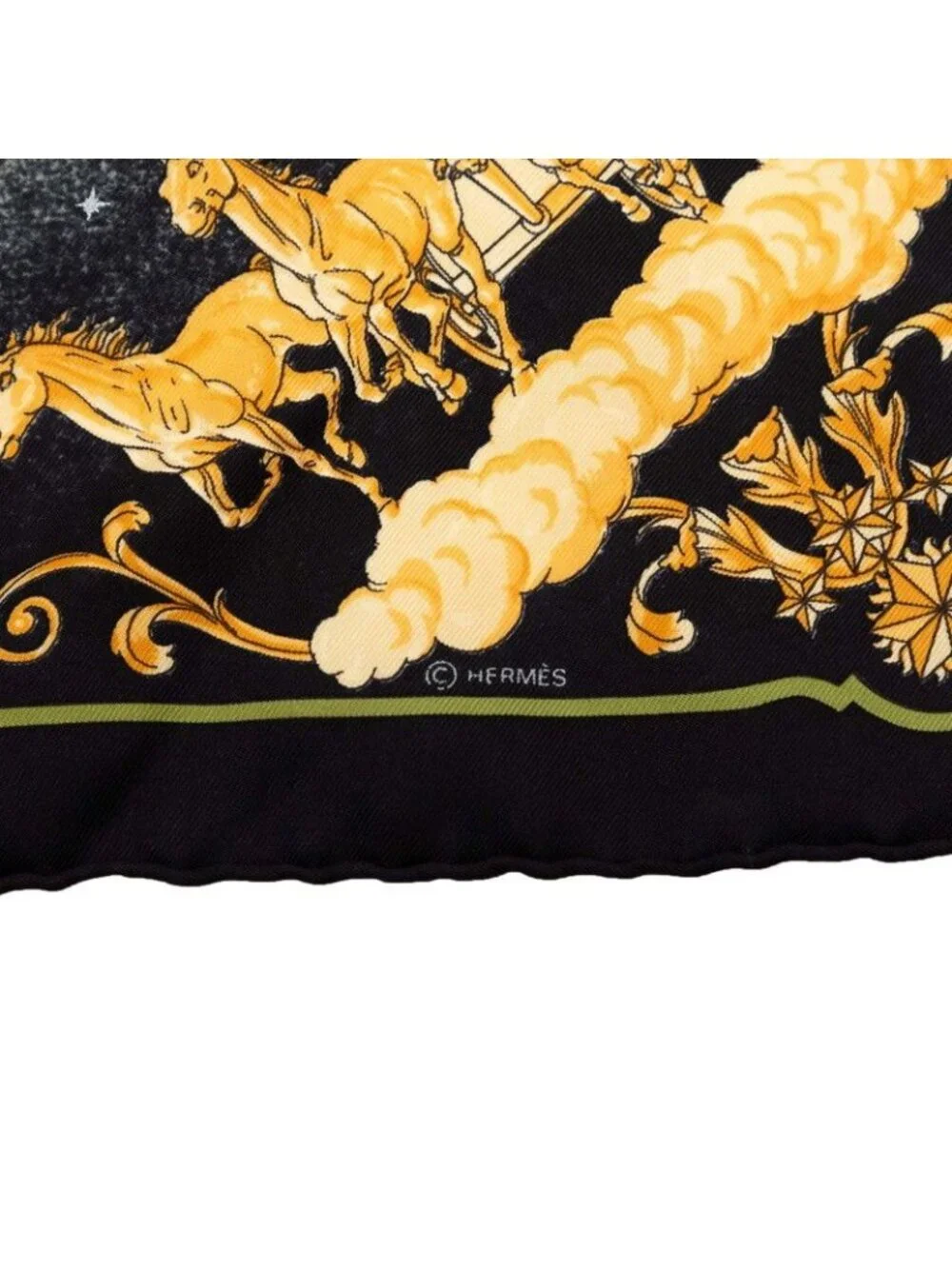 Hermes Carre 42 Cosmos Scarf Black Multicolor Silk
